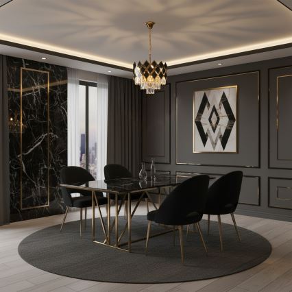 Brilagi - Ripplühter ketiga CRISTAL 5xE14/40W/230V Ø 38 cm kuldne/must