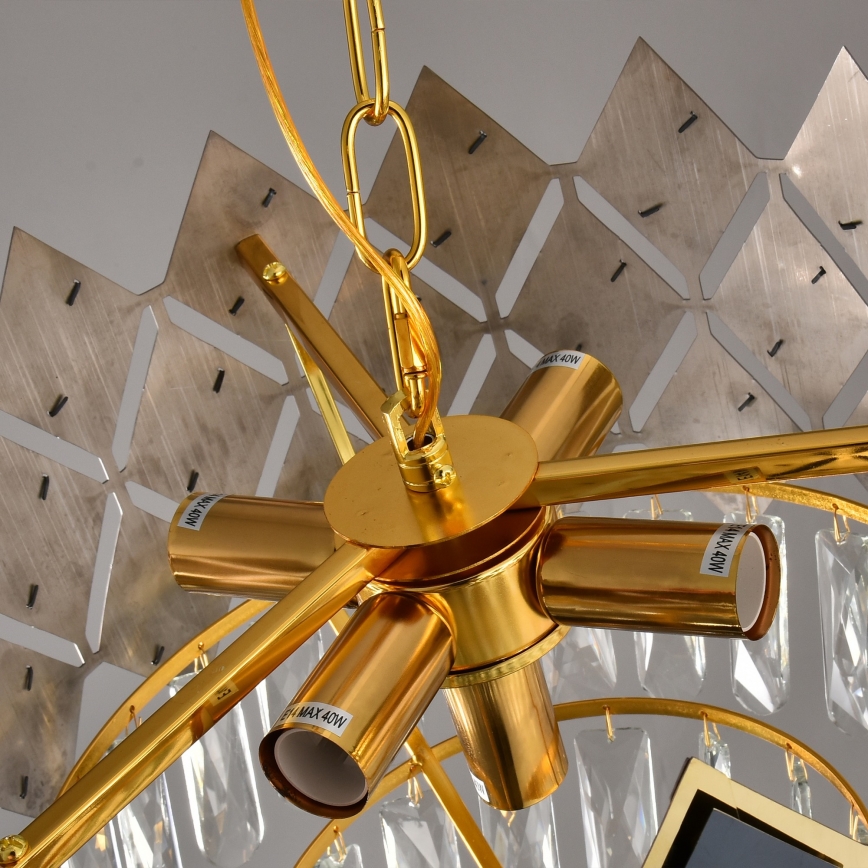 Brilagi - Ripplühter ketiga CRISTAL 5xE14/40W/230V Ø 38 cm kuldne/must