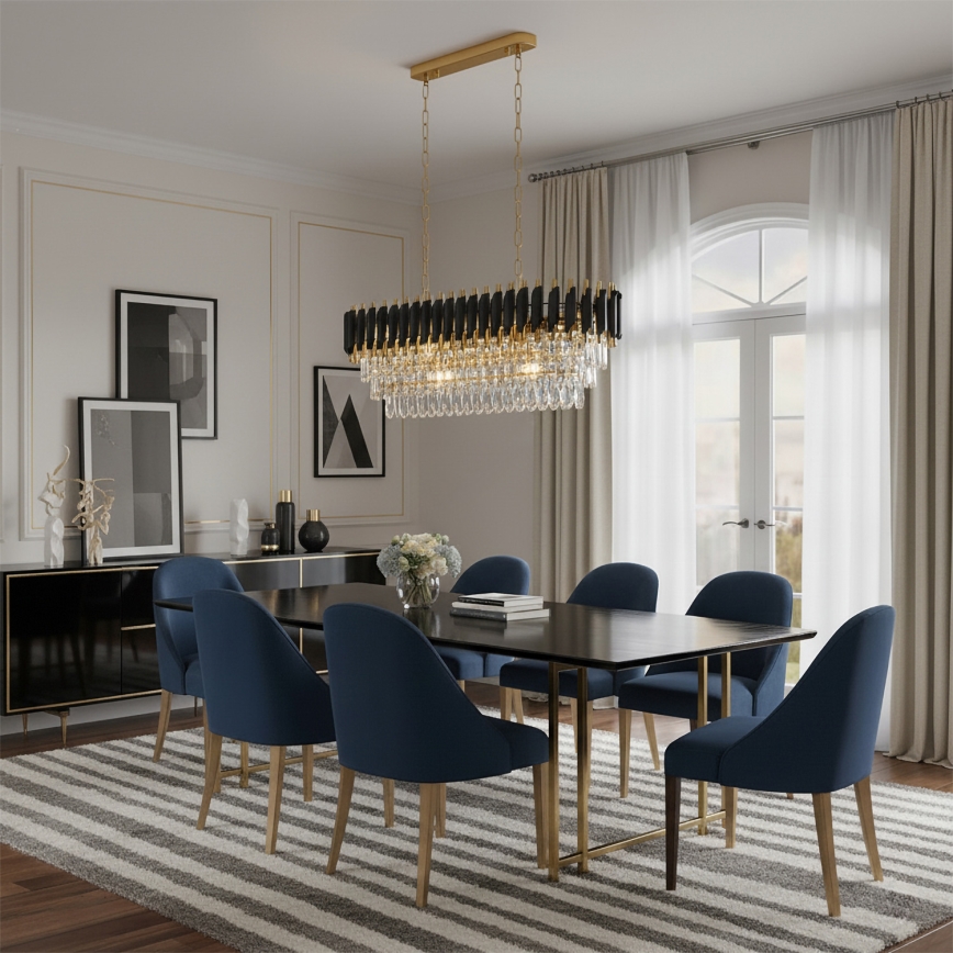 Brilagi - Ripplühter ketiga ECLIPSE 10xE14/10W/230V 78x28 cm must/kuldne