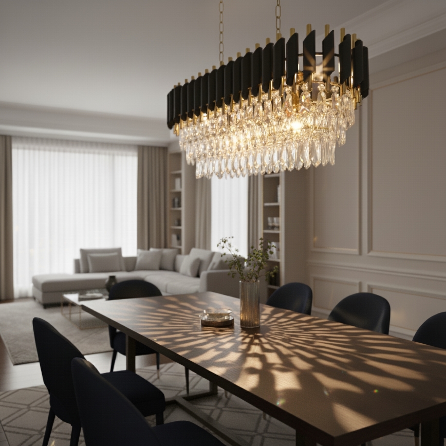 Brilagi - Ripplühter ketiga ECLIPSE 10xE14/10W/230V 78x28 cm must/kuldne