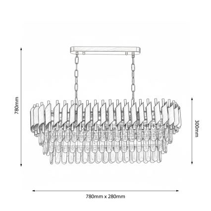 Brilagi - Ripplühter ketiga ECLIPSE 10xE14/10W/230V 78x28 cm must/kuldne