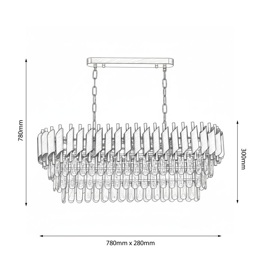 Brilagi - Ripplühter ketiga ECLIPSE 10xE14/10W/230V 78x28 cm must/kuldne