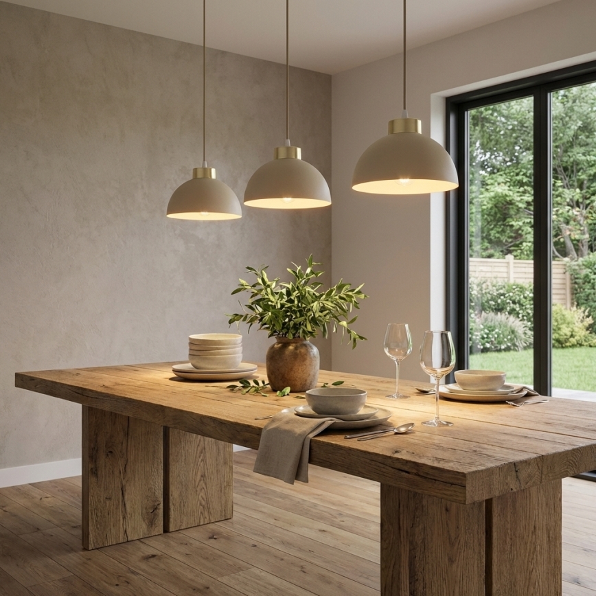 Brilagi - Ripplühter riputuskaabliga 1xE27/60W/230V, läbimõõt 18 cm, beež/kuldne