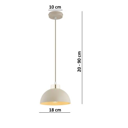 Brilagi - Ripplühter riputuskaabliga MOON 1xE27/60W/230V, läbimõõt 18 cm, beež/kuldne