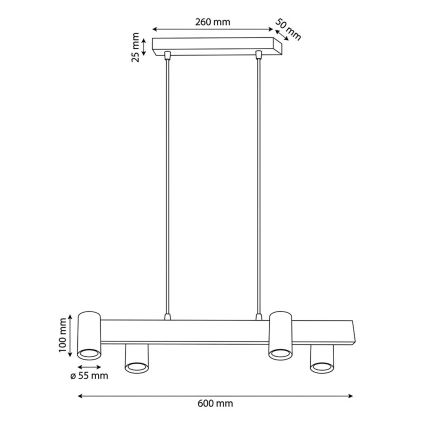 Brilagi - ripplühter SELE kaablile, 4xGU10/30W/230V, beež
