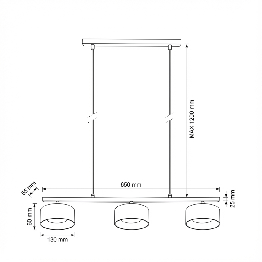 Brilagi - Rippvalgusti AURA LUX 3xGX53/30W/230V must/suitsune