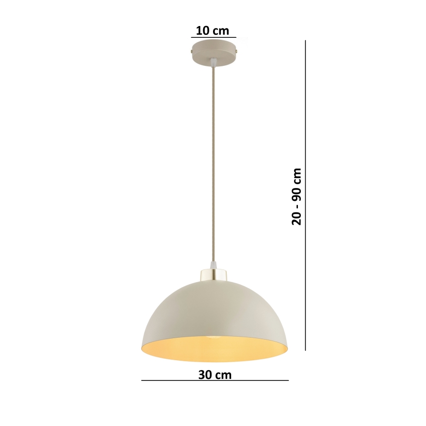 Brilagi - rippvalgusti juhtmega, 1xE27/60W/230V, läbimõõt 30 cm, beež/kuldne