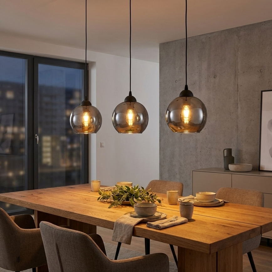 Brilagi - rippvalgusti juhtmega 1xE27/60W/230V must/suitsuhall