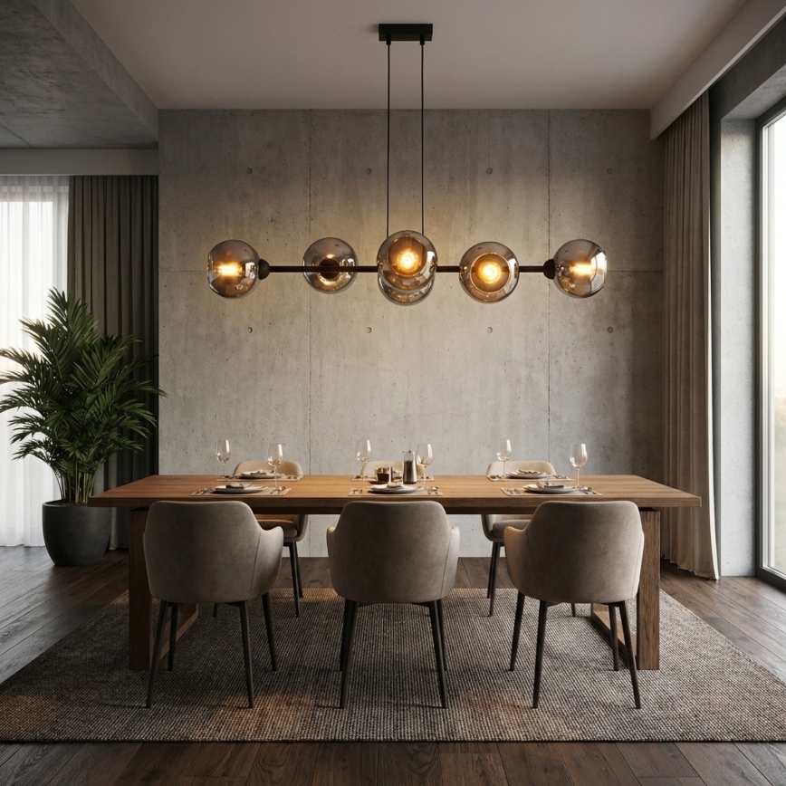 Brilagi - rippvalgusti juhtmega 6xE27/60W/230V must/suitsuhall