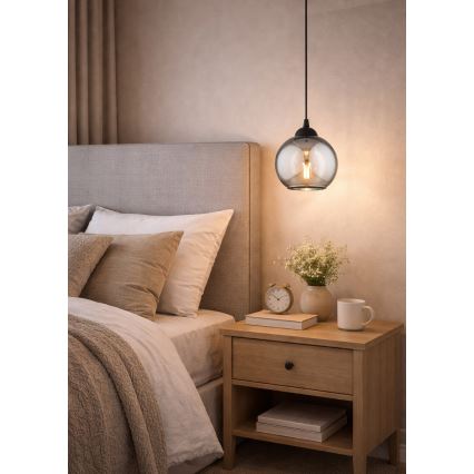 Brilagi - rippvalgusti juhtmega DIOR 1xE27/60W/230V must/suitsuhall
