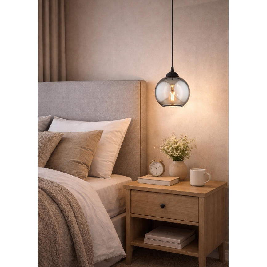 Brilagi - rippvalgusti juhtmega DIOR 1xE27/60W/230V must/suitsuhall