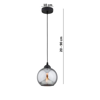Brilagi - rippvalgusti juhtmega DIOR 1xE27/60W/230V must/suitsuhall