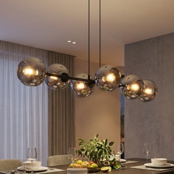 Brilagi - rippvalgusti juhtmega DIOR 6xE27/60W/230V must/suitsuhall