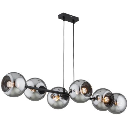 Brilagi - rippvalgusti juhtmega DIOR 6xE27/60W/230V must/suitsuhall