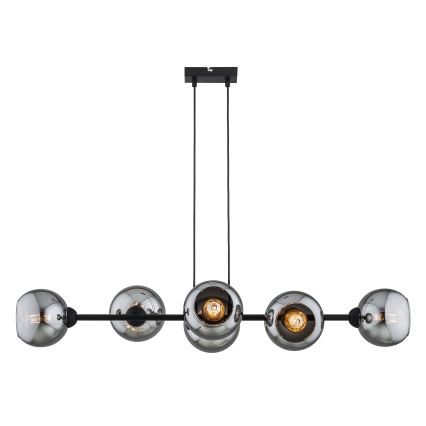 Brilagi - rippvalgusti juhtmega DIOR 6xE27/60W/230V must/suitsuhall