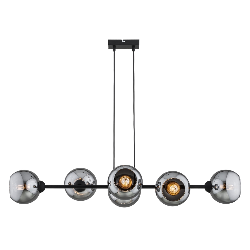 Brilagi - rippvalgusti juhtmega DIOR 6xE27/60W/230V must/suitsuhall