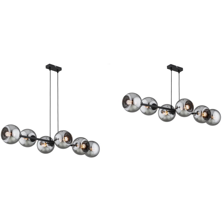 Brilagi - rippvalgusti juhtmega DIOR 6xE27/60W/230V must/suitsuhall