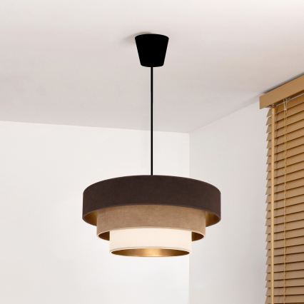 Brilagi - Rippvalgusti juhtmega LUNETA 1xE27/60W/230V läb. 40 cm pruun/beež/kreem