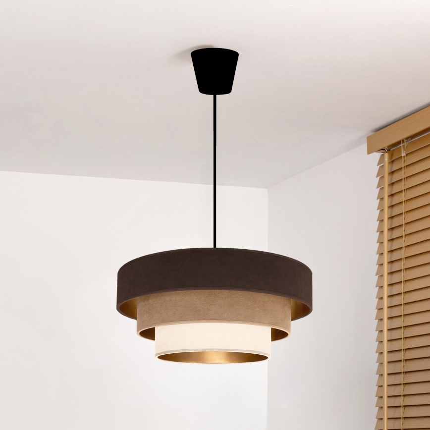 Brilagi - Rippvalgusti juhtmega LUNETA 1xE27/60W/230V läb. 40 cm pruun/beež/kreem