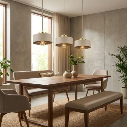 Brilagi - Rippvalgusti juhtmel 3xE27/60W/230V beež/kuldne