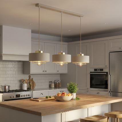 Brilagi - Rippvalgusti juhtmel 3xE27/60W/230V beež/kuldne