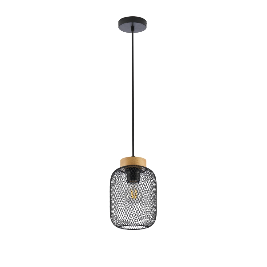 Brilagi - Rippvalgusti juhtmel BASKLITE 1xE27/15W/230V kummipuit/must