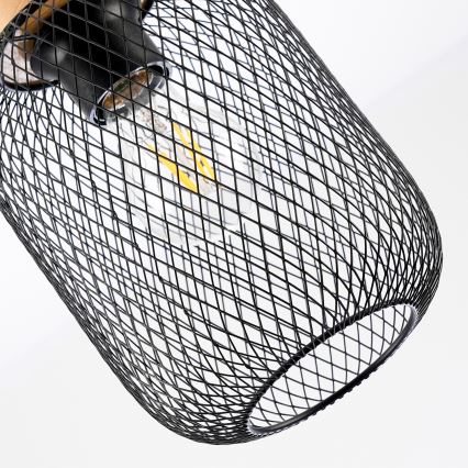 Brilagi - Rippvalgusti juhtmel BASKLITE 1xE27/15W/230V kummipuit/must