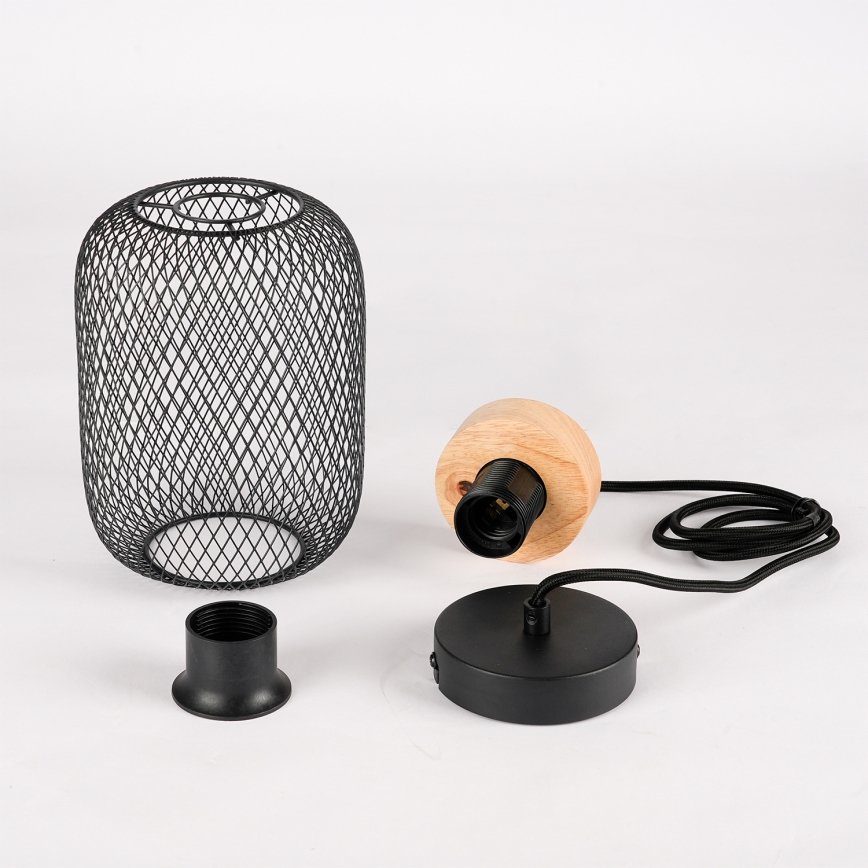 Brilagi - Rippvalgusti juhtmel BASKLITE 1xE27/15W/230V kummipuit/must