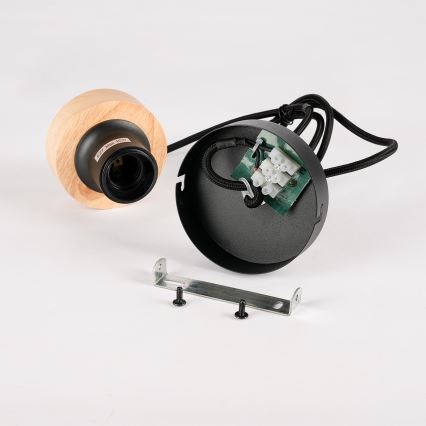 Brilagi - Rippvalgusti juhtmel BASKLITE 1xE27/15W/230V kummipuit/must