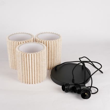 Brilagi - Rippvalgusti juhtmel NORDIC WAVE 3xE27/15W/230V läbimõõt 38 cm linane/must