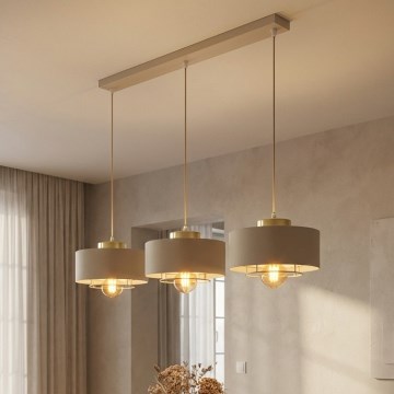 Brilagi - Rippvalgusti juhtmel SPRING 3xE27/60W/230V beež/kuldne