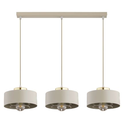 Brilagi - Rippvalgusti juhtmel SPRING 3xE27/60W/230V beež/kuldne