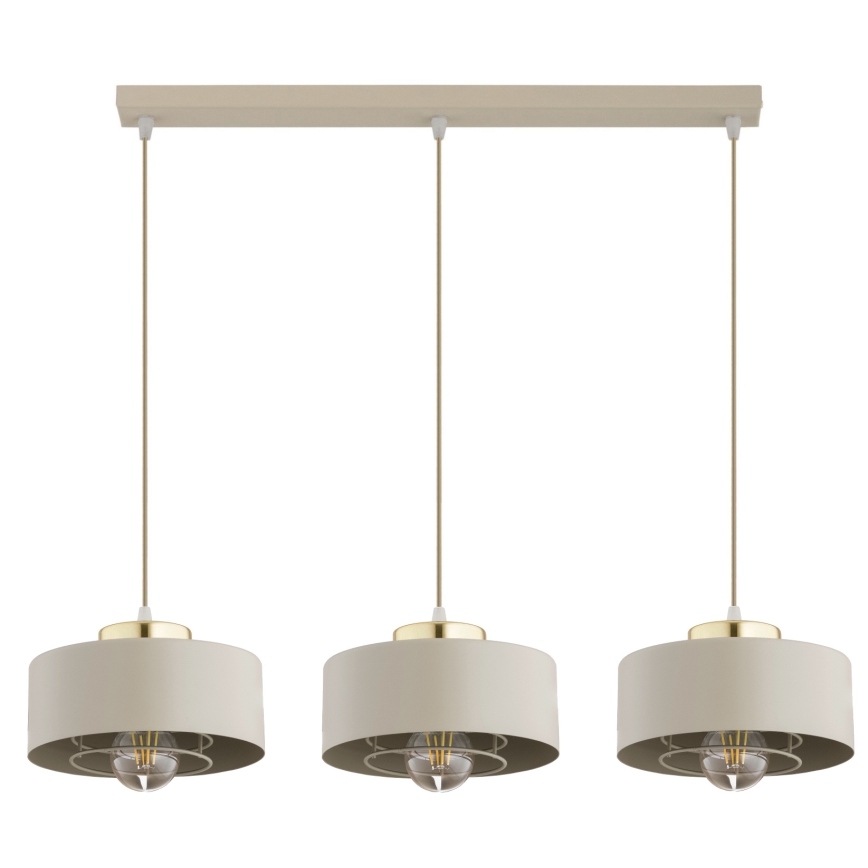 Brilagi - Rippvalgusti juhtmel SPRING 3xE27/60W/230V beež/kuldne
