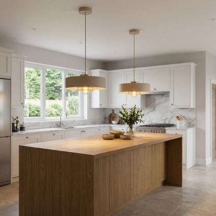 Brilagi - Rippvalgusti kaabliga 1xE27/60W/230V läbimõõt 30 cm beež/kuldne