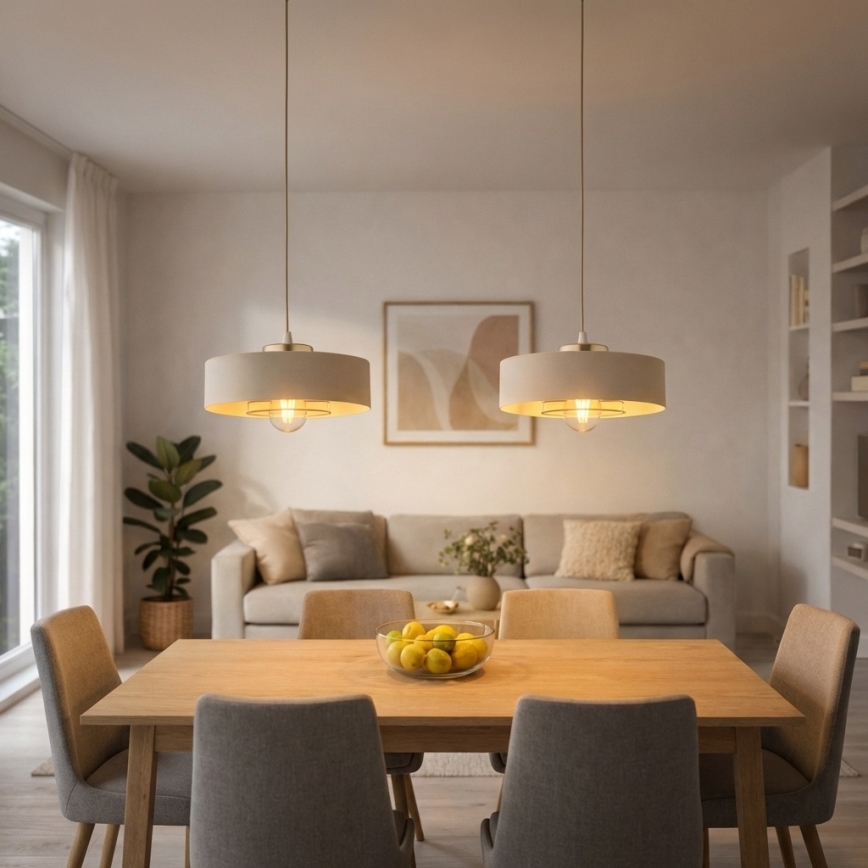 Brilagi - Rippvalgusti kaabliga 1xE27/60W/230V läbimõõt 30 cm beež/kuldne