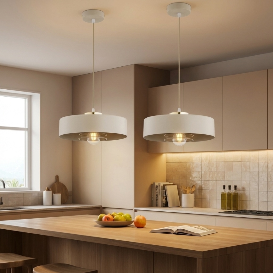 Brilagi - Rippvalgusti kaabliga 1xE27/60W/230V läbimõõt 30 cm beež/kuldne