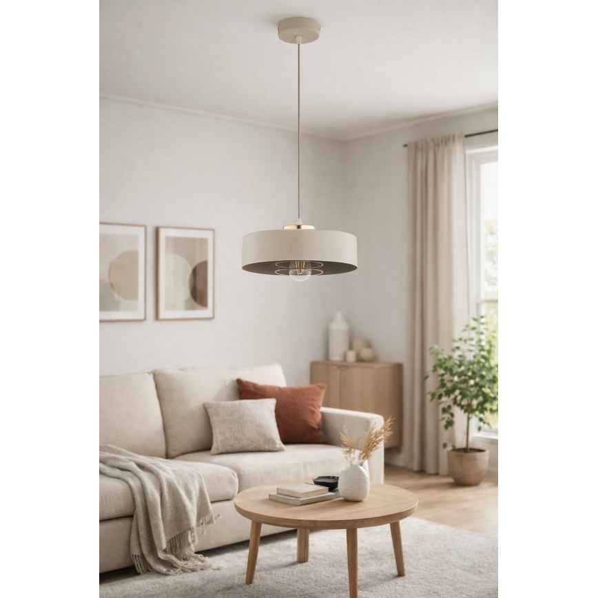 Brilagi - Rippvalgusti kaabliga 1xE27/60W/230V läbimõõt 30 cm beež/kuldne