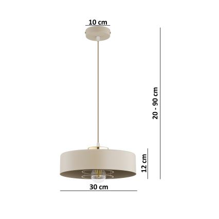 Brilagi - Rippvalgusti kaabliga 1xE27/60W/230V läbimõõt 30 cm beež/kuldne