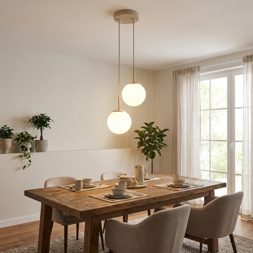 Brilagi - Rippvalgusti kaabliga 2xE27/60W/230V beež/kuldne