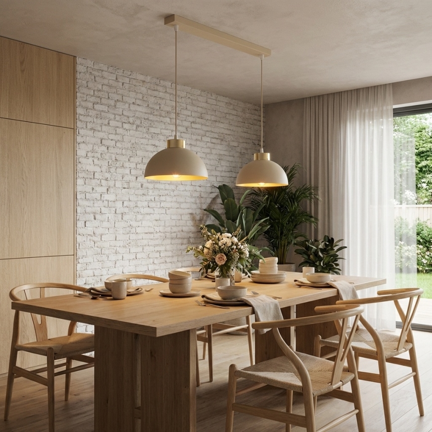 Brilagi - rippvalgusti kaabliga 2xE27/60W/230V beež/kuldne