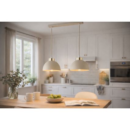 Brilagi - rippvalgusti kaabliga 2xE27/60W/230V beež/kuldne