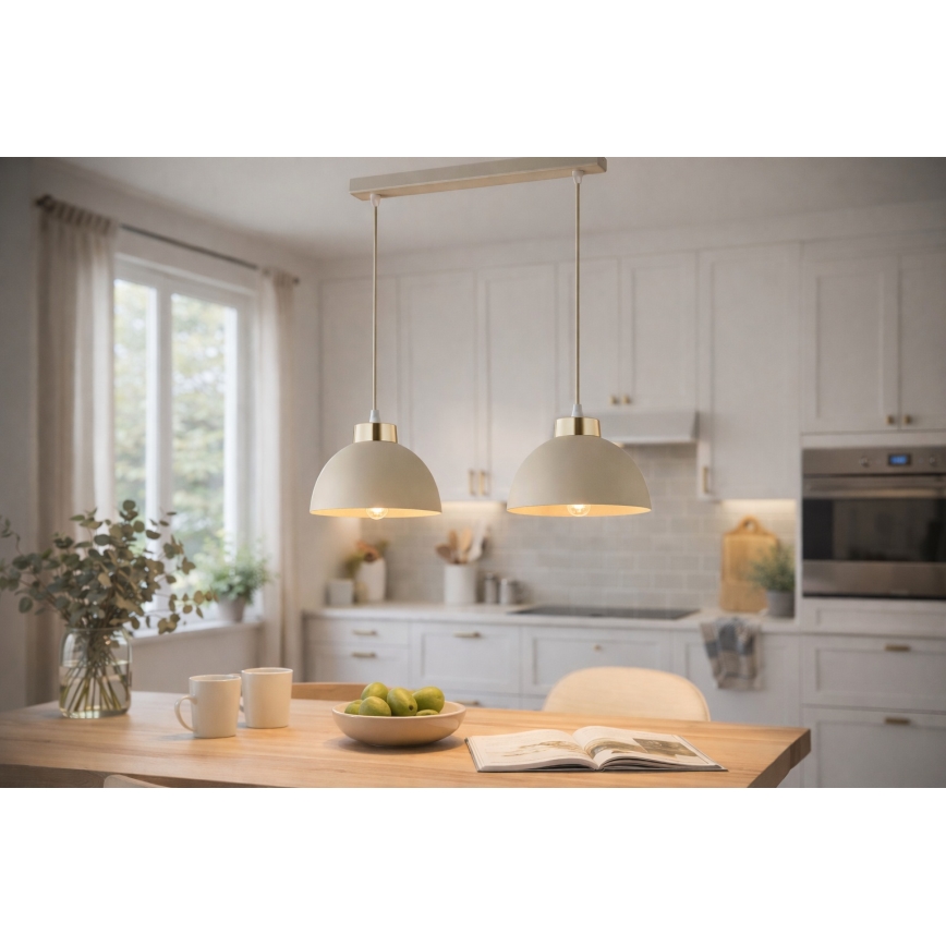 Brilagi - rippvalgusti kaabliga 2xE27/60W/230V beež/kuldne