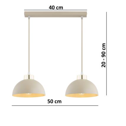 Brilagi - rippvalgusti kaabliga 2xE27/60W/230V beež/kuldne