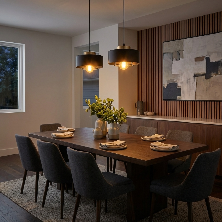 Brilagi - Rippvalgusti kaabliga 2xE27/60W/230V must/kuldne