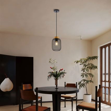 Brilagi - Rippvalgusti kaabliga BASKLITE 1xE27/15W/230V puit/must