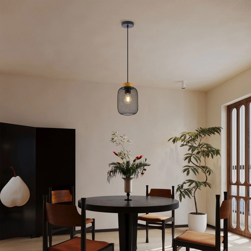 Brilagi - Rippvalgusti kaabliga BASKLITE 1xE27/15W/230V puit/must