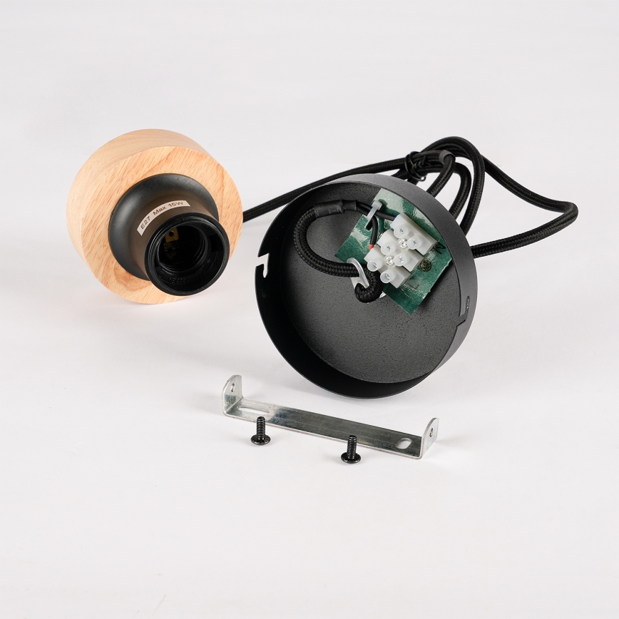 Brilagi - Rippvalgusti kaabliga BASKLITE 1xE27/15W/230V puit/must