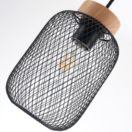 Brilagi - Rippvalgusti kaabliga BASKLITE 3xE27/15W/230V kautšukipuu/must