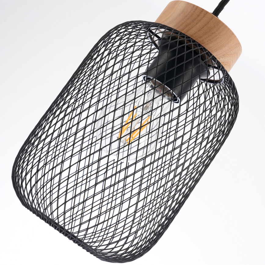 Brilagi - Rippvalgusti kaabliga BASKLITE 3xE27/15W/230V kautšukipuu/must