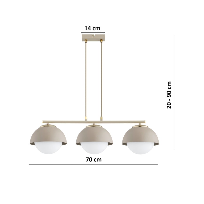 Brilagi - Rippvalgusti kaabliga COSMO 3xE27/60W/230V beež/kuldne